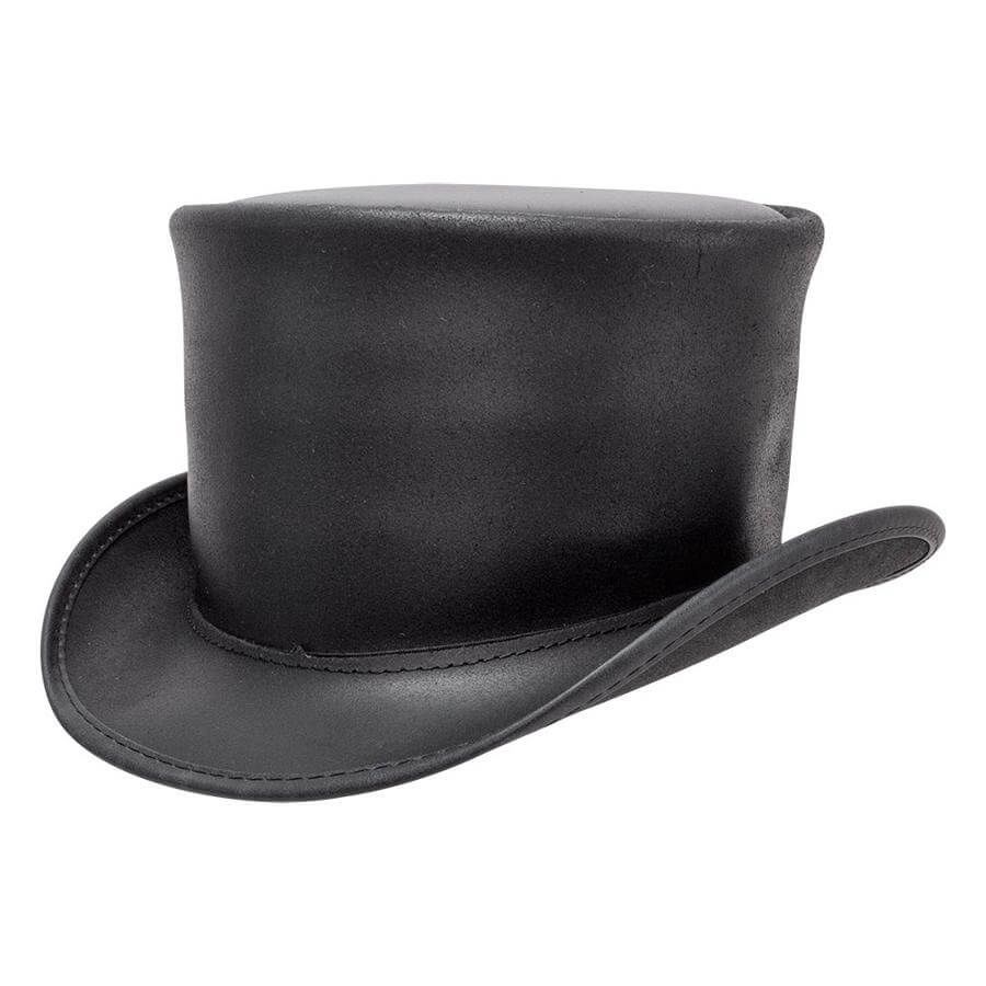 El Dorado Leather Top Hat | Unbanded, Size: Small, Colour: Black