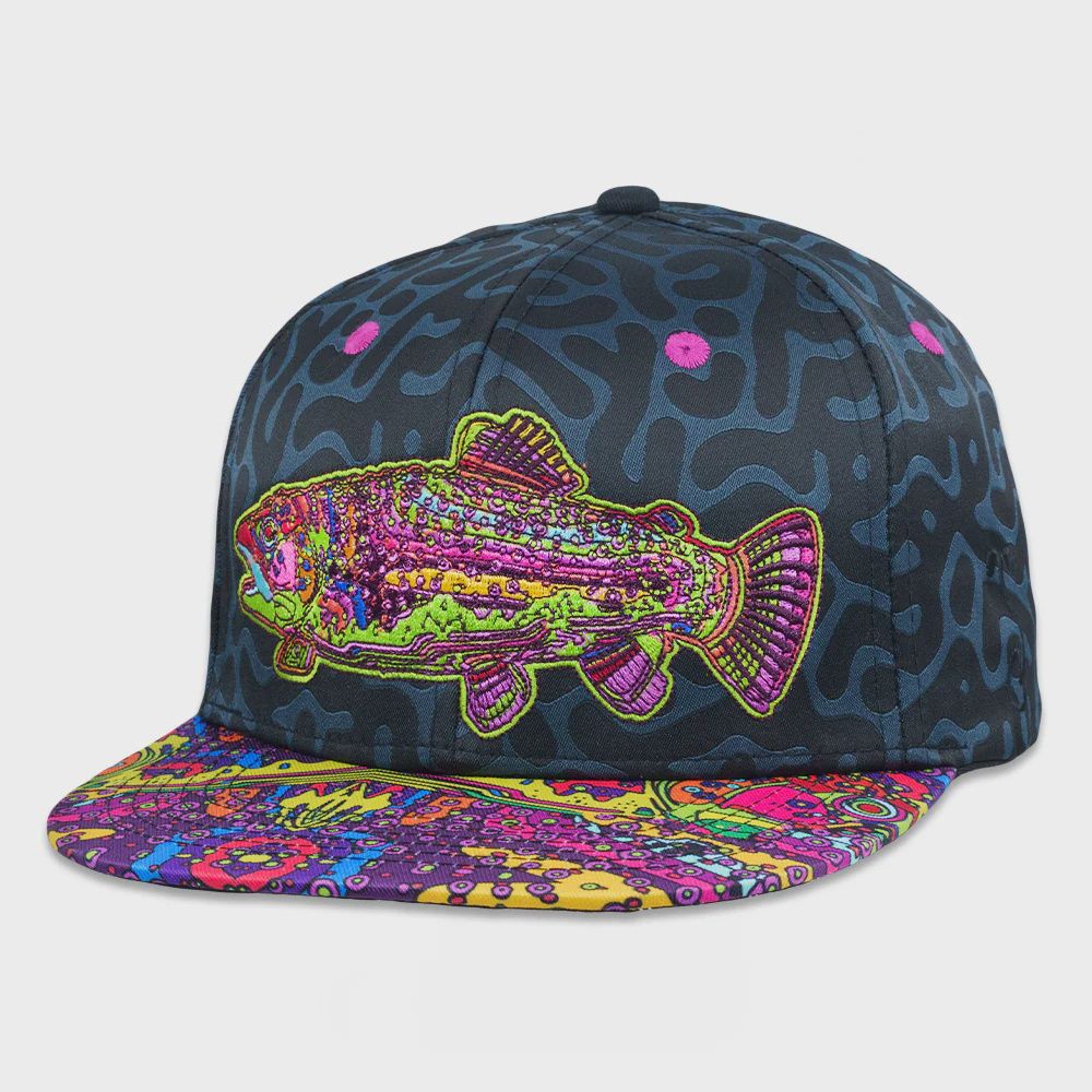 Android Jones Kilgore Trout Coral Black Snapback Hat, Size: S/M