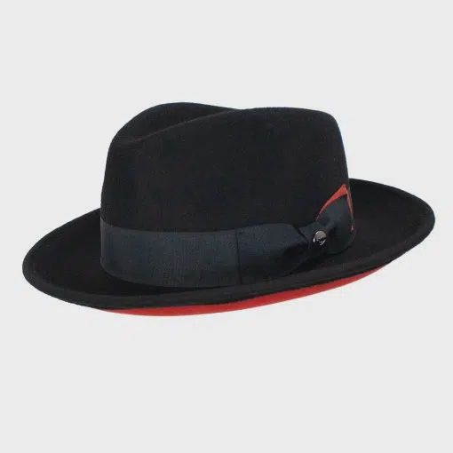 Hamilton Wool Felt Two-Tone Fedora, Size: One-Size, Colour: Black/Rust