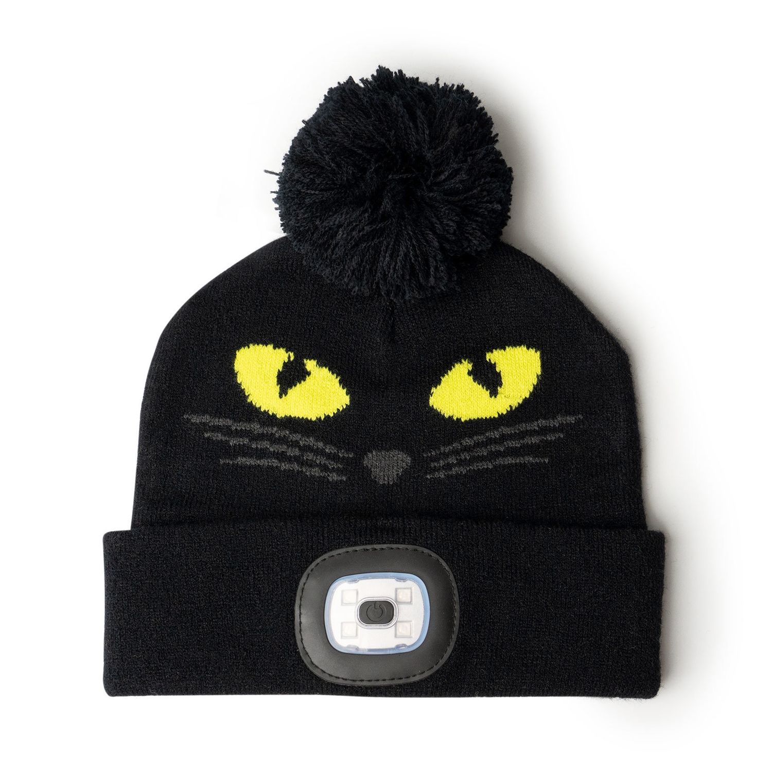 Night Scope™ Halloween Kid’s Rechargeable LED Pom Hat, Size: Kids 6+, Colour: Black Cat