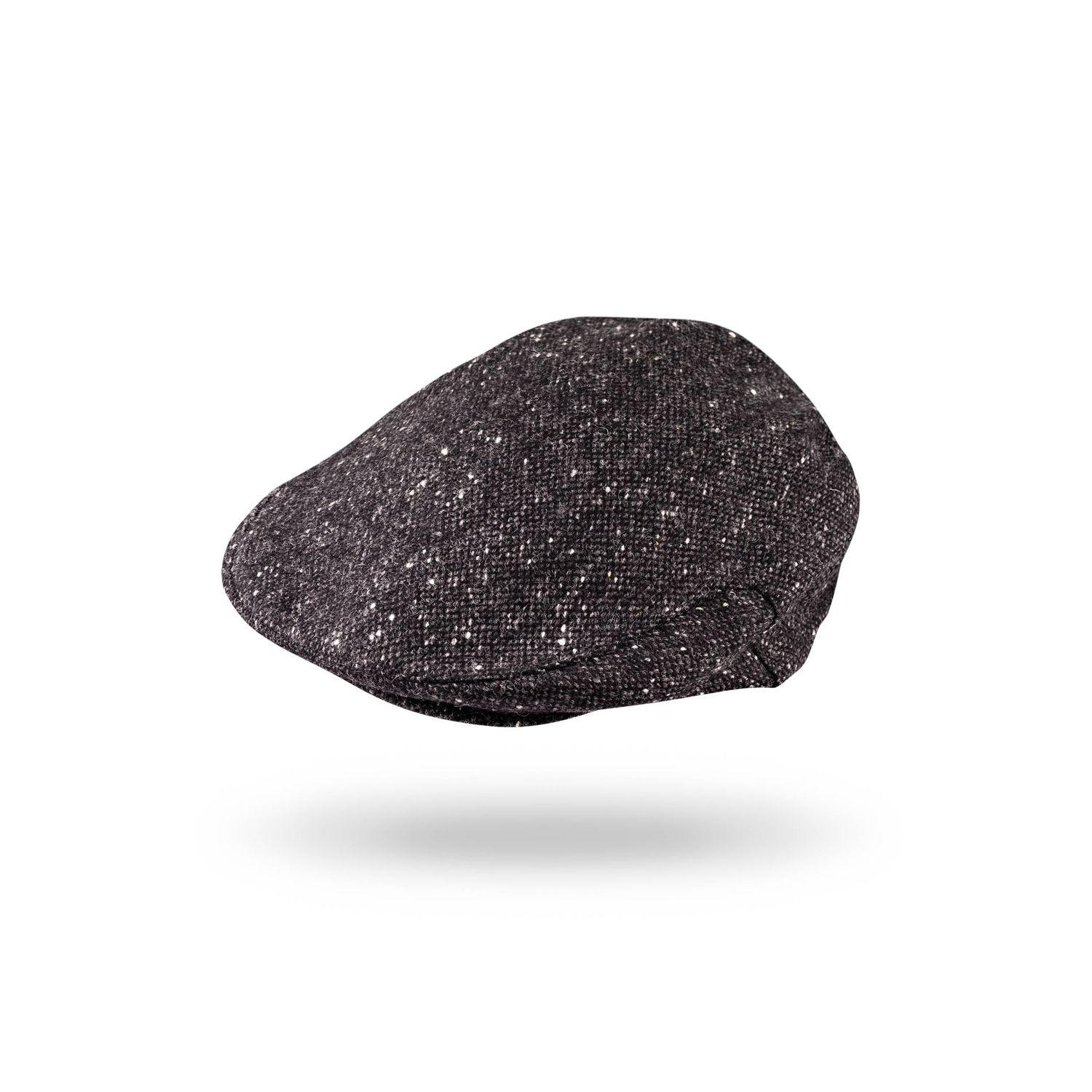 Irish Tweed Cap Charcoal Black Plain, Size: Small