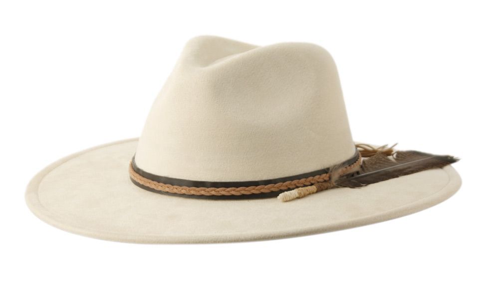 F7113 | Wide Brim Fashion Fedora w/ Braided Band, Colour: Beige, Size: O/S