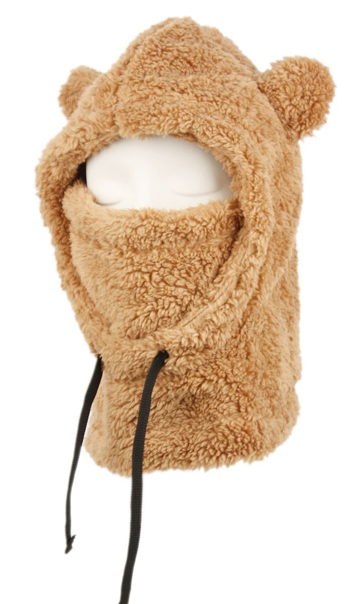 KMSK5106 | Kids Sherpa Fur Winter Warm Head-Neck Cover, Size: O/S, Colour: Brown