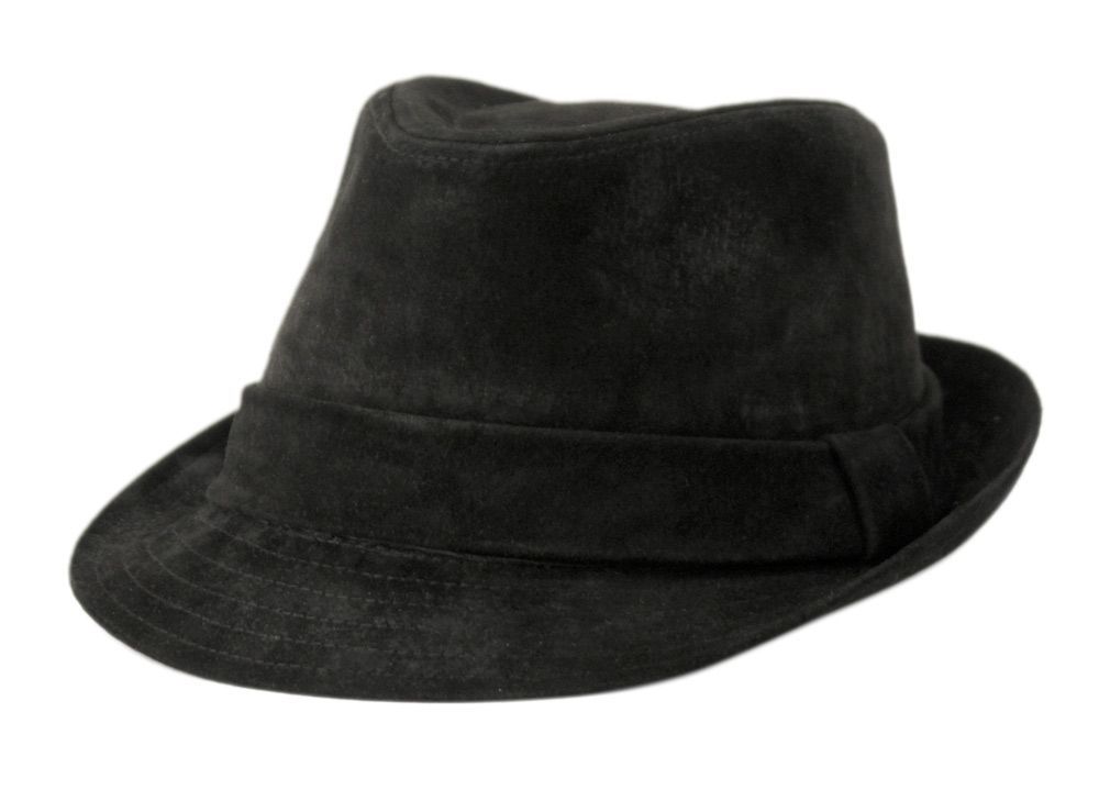 F7111 | Genuine Suede Leather Fedora, Size: S/M, Colour: Black