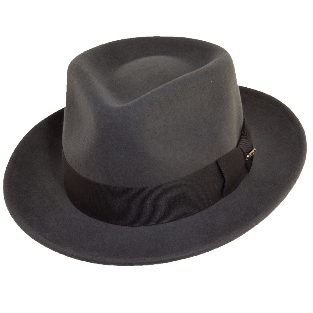 Bristol Crushable Wool Felt Fedora, Colour: Grey, Size: Small