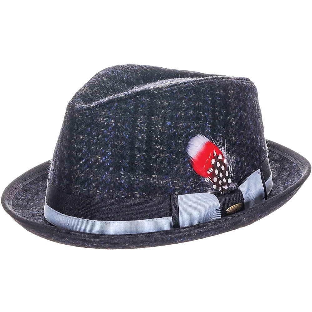 Regent Tweed Wool Blend Fedora, Colour: Navy, Size: Medium