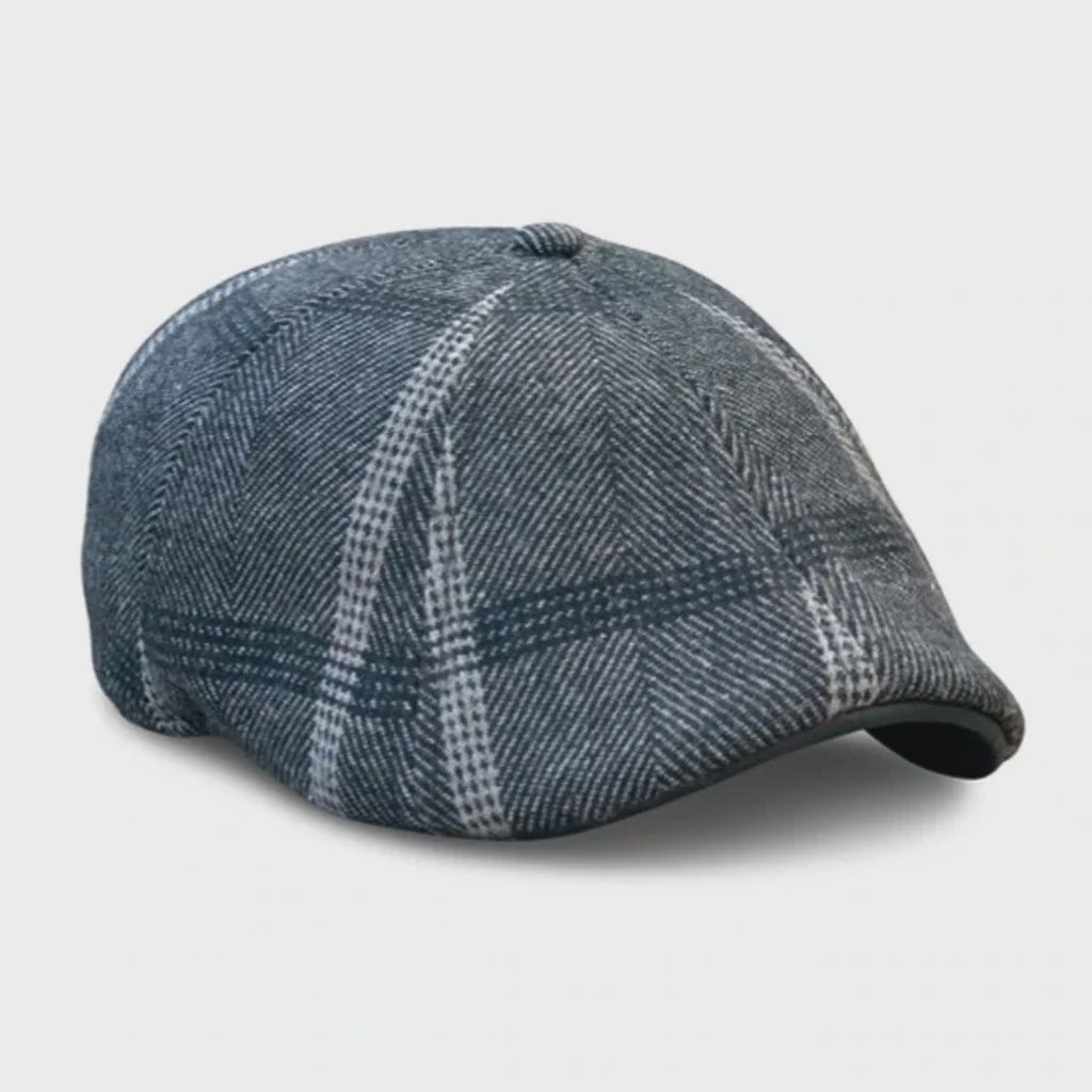 Black Rose Plaid Peaky Boston Scally Cap | Black &amp; Grey, Size: Small