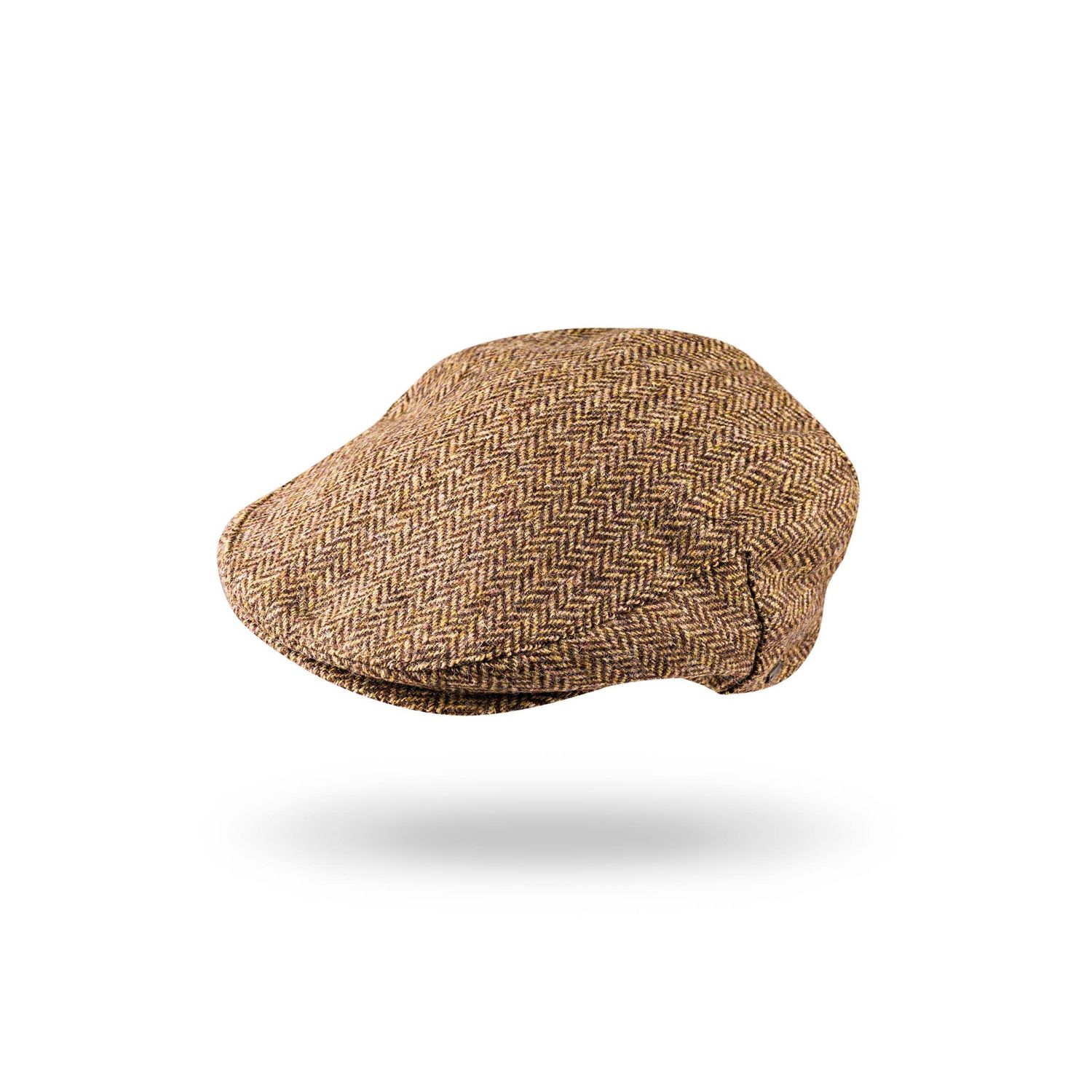 Irish Tweed Cap Beige Dark Brown Herringbone, Size: Small