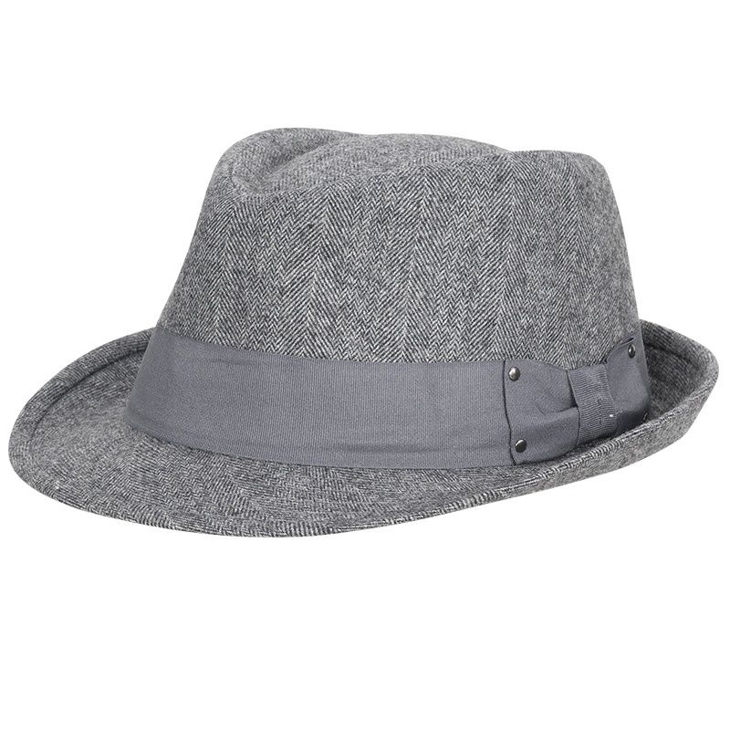 Driven Wool Blend Herringbone Fedora, Colour: Charcoal, Size: Medium