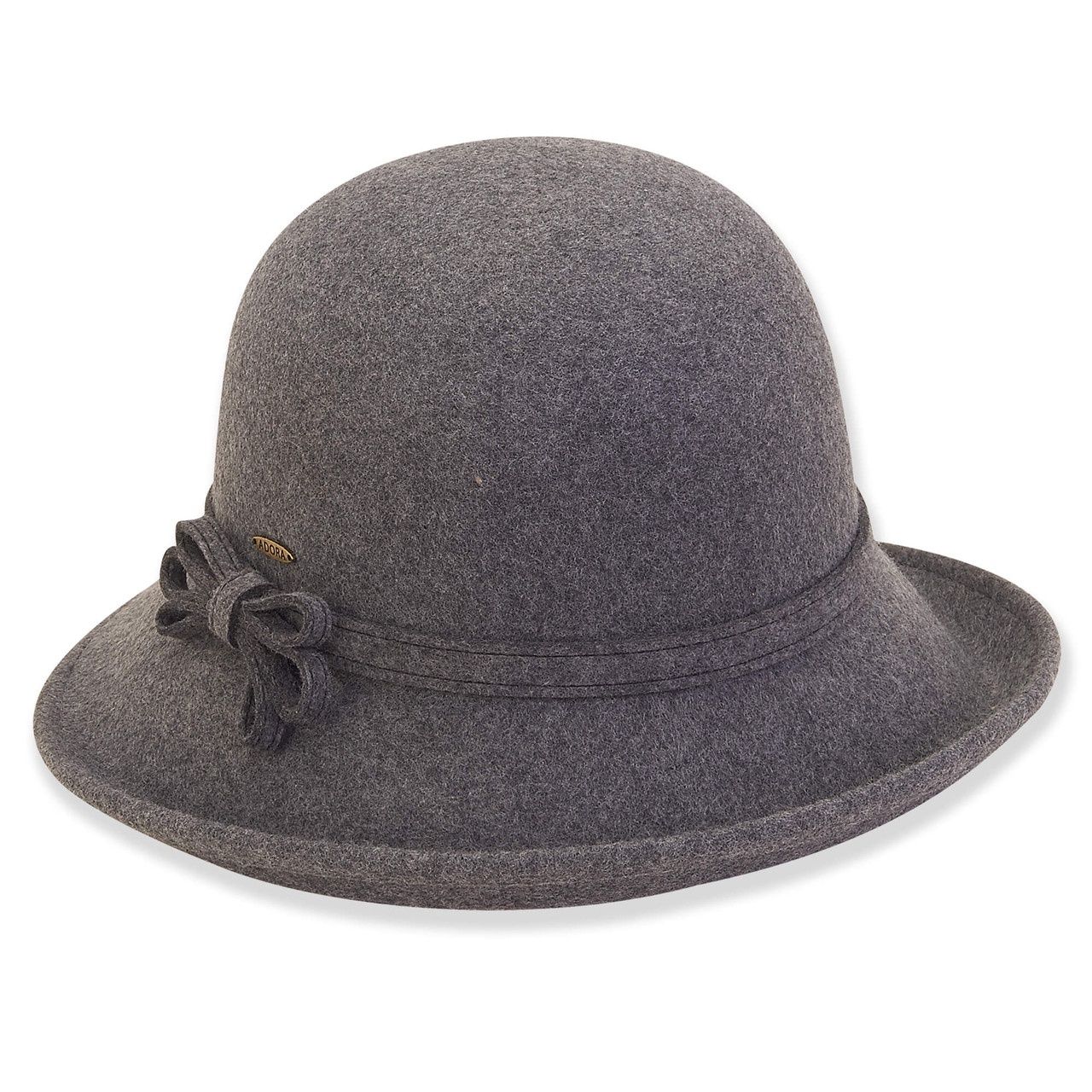 AD1285 Wool Felt Cloche, Colour: Grey, Size: O/S