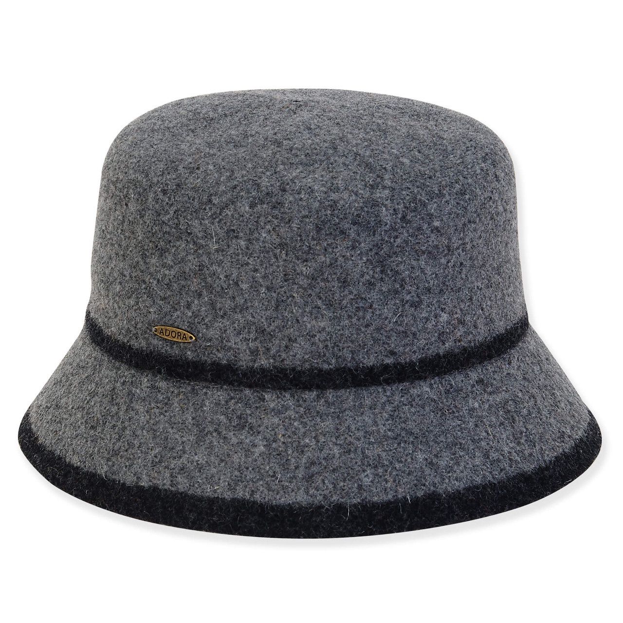 AD1444 Women's Soft Wool Bucket Contrast Trim, Colour: Grey, Size: O/S