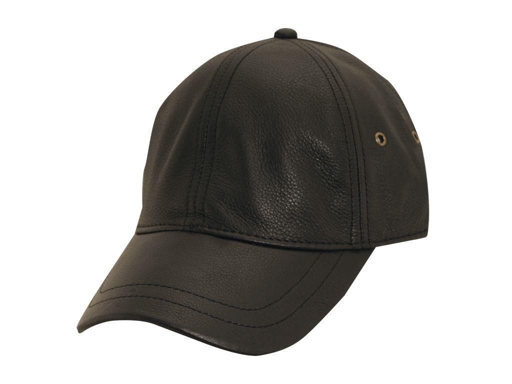 Peyton Leather Baseball Cap, Colour: Black, Size: O/S