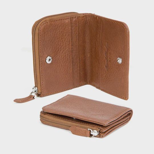 1214 | RFID Billfold w/ Zip Pocket, Colour: Brandy
