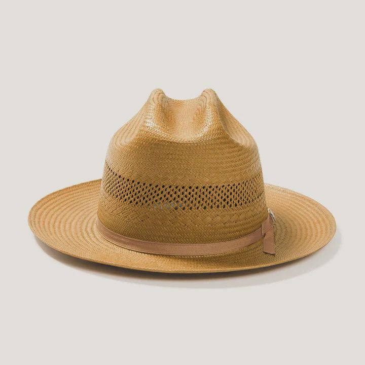 Open Road Vented Straw Cowboy Hat, Colour: Cognac, Size: 7 1/4