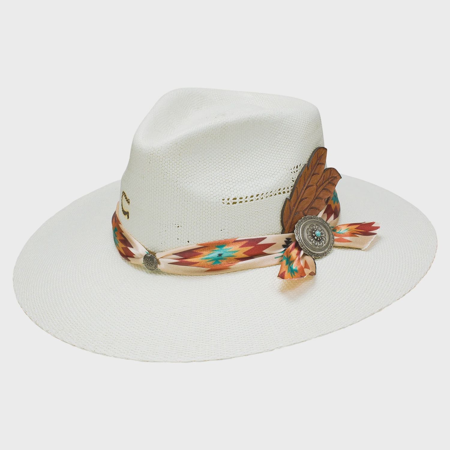 Navajo Shantung Straw Fedora Hat, Colour: Natural, Size: Small