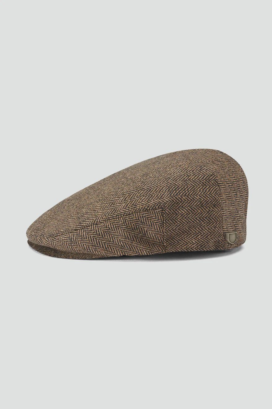 Hooligan Snap Flat Cap, Colour: Brown/Khaki, Size: XS