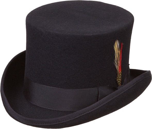 Wool Felt Coachman Top Hat, Colour: Black, Size: Medium