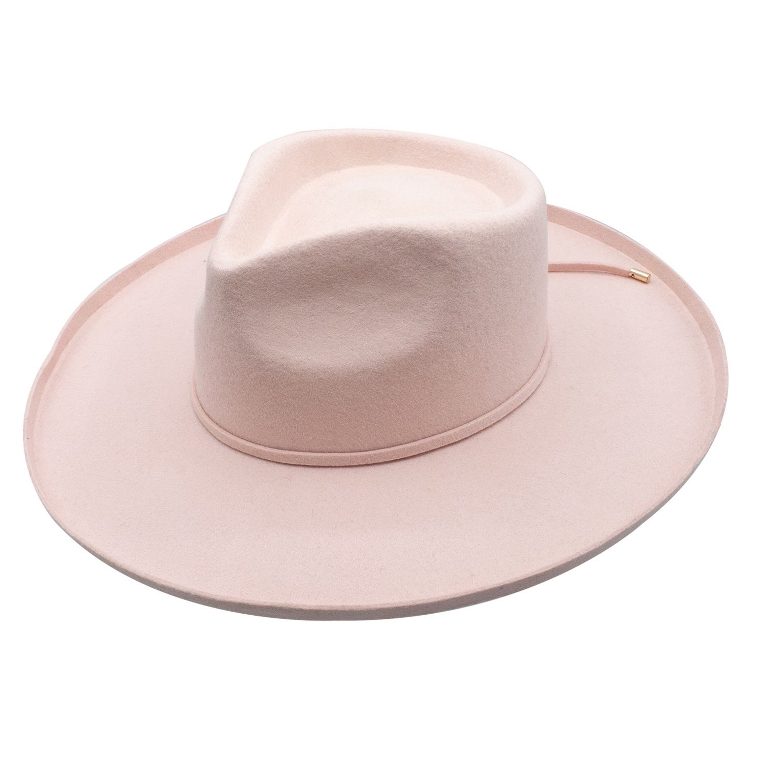 Shannon Wool Felt Flat Brim Pencil Curl, Colour: Pink, Size: One-Size Adjustable