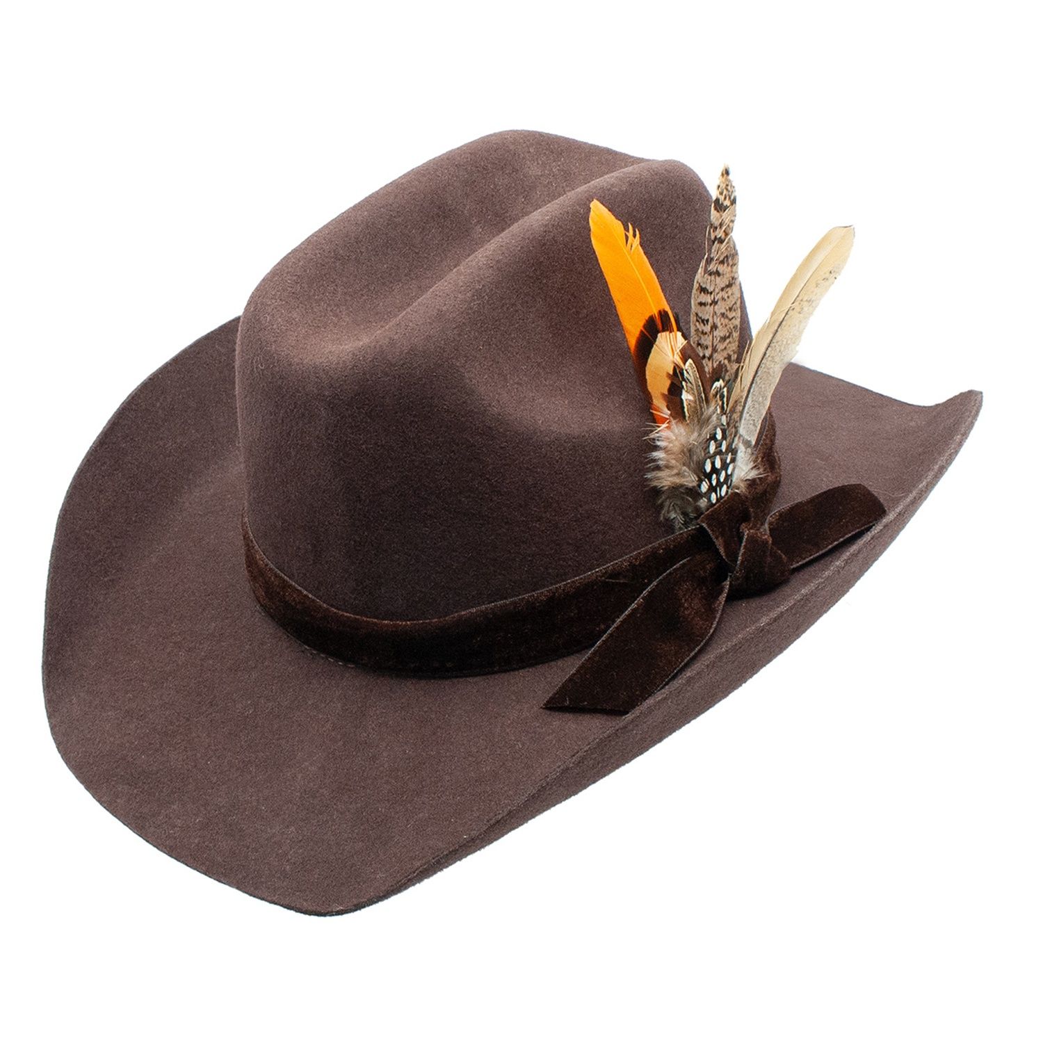 Charlotte Wool Felt Western Hat, Colour: Brown, Size: One-Size