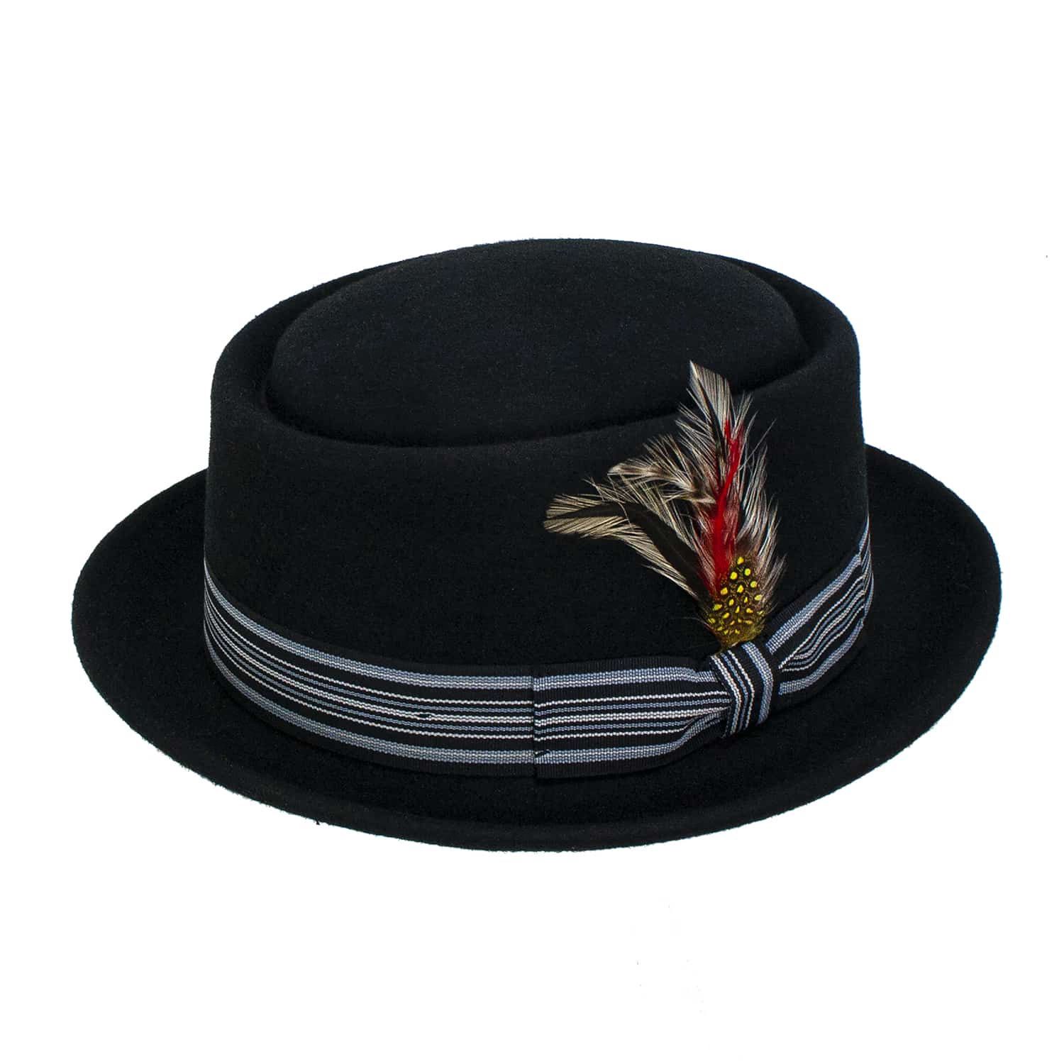 Ozzy Wool Felt Pork Pie Hat, Colour: Black, Size: One-Size