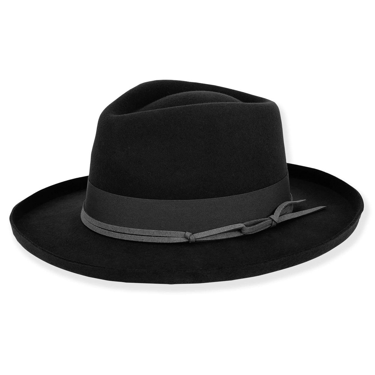 AD1593 Aluma | Women's Wool Felt Safari Leather Ribbon Trim, Colour: A Black, Size: One-Size Adjustable