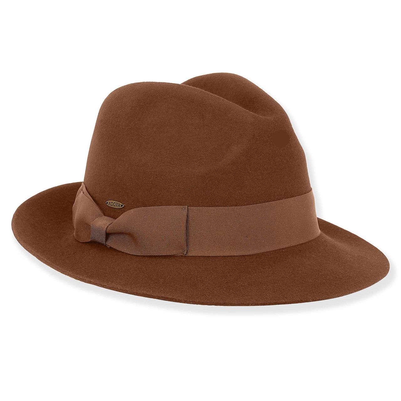 AD1596 Blaze | Women's Wool Felt Fedora, Colour: B Brown, Size: One-Size Adjustable