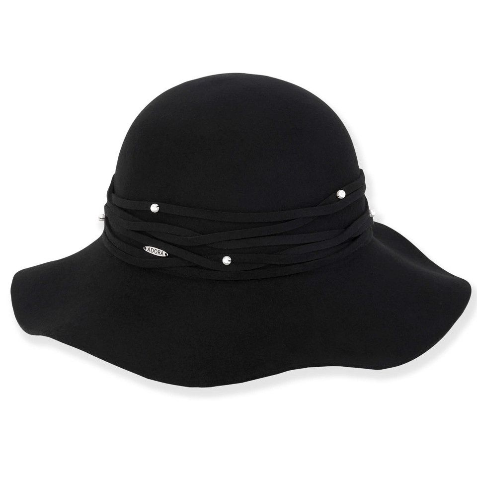 AD1588 Frost | Women's Wool Felt w/ Pearls, Colour: A Black, Size: OSFM Adjustable