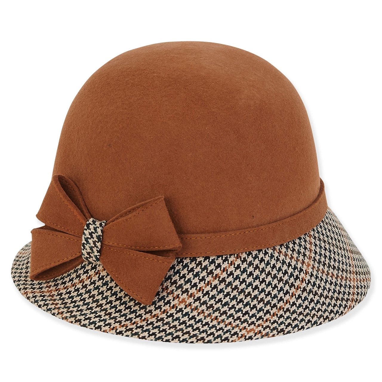 AD1422 Women's Wool Felt Cloche, Colour: A Brown, Size: OSFM Adjustable