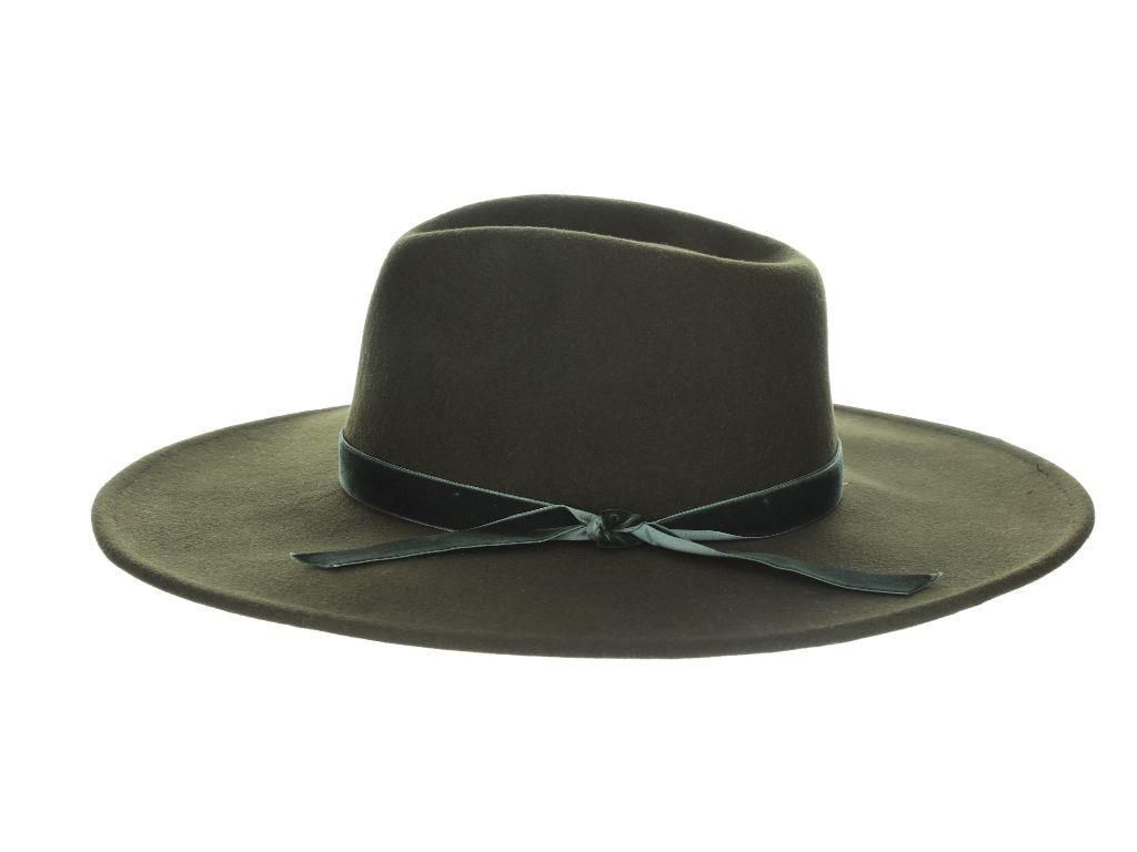 Calista Wool Felt Pinch Front Hat, Colour: Forest, Size: OSFM Adjustable
