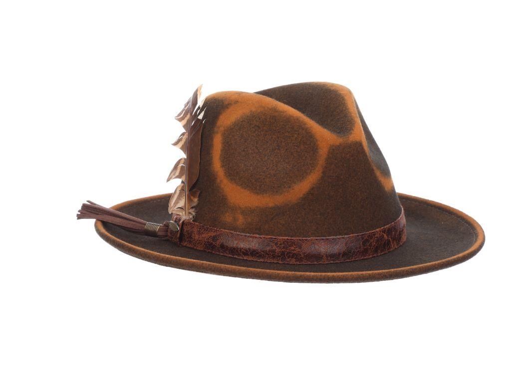 Woodstock Distressed Wool Felt Safari, Colour: Chocolate, Size: OSFM Adjustable