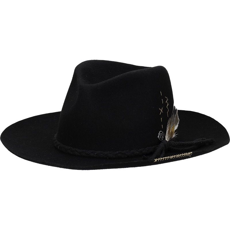 Postino Wool Felt Fedora, Colour: Black, Season: Winter, Size: One Size