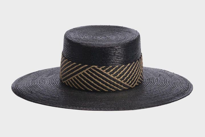Boheme Palm Leaf Hat, Colour: Black, Size: One-Size 58cm