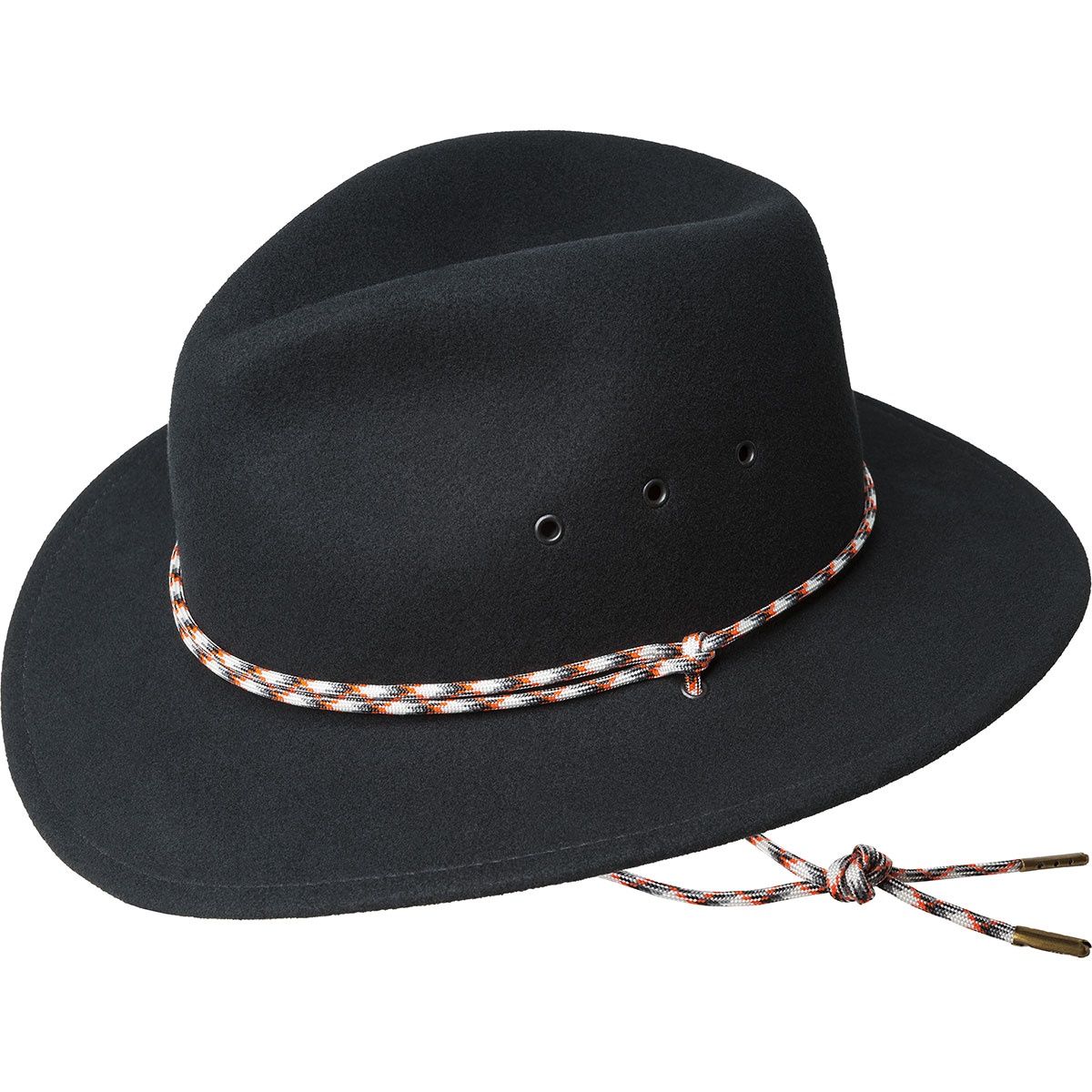 Three Packable Wool Outback Travel Hat, Colour: Black, Size: Small