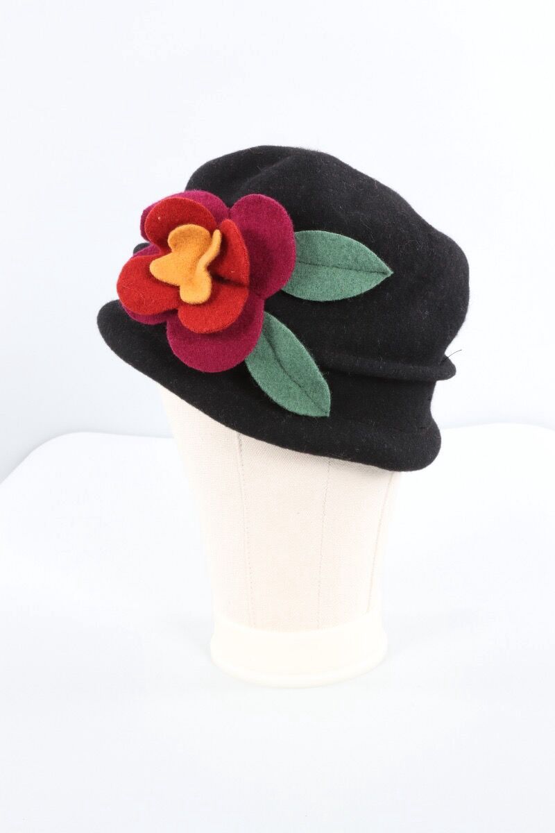 Bethany Cloche Wool Hat, Colour: Black, Size: O/S
