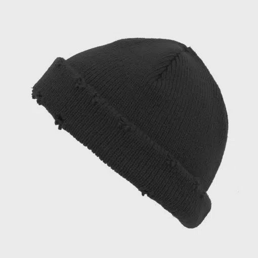 Rexy Distressed Beanie, Colour: Black, Size: O/S