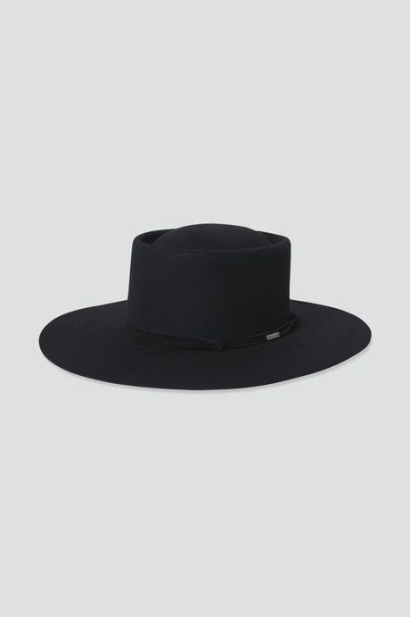 Vale Wool Felt Boater Hat, Colour: Black, Size: XS