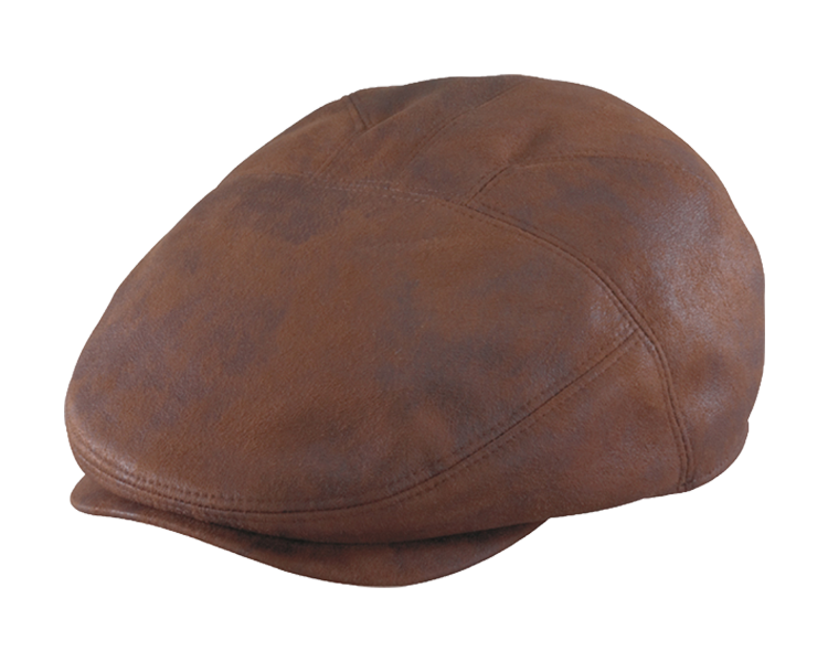 Birmingham Faux Ultrasuede Distressed Leather Cap, Colour: Brown, Size: Medium