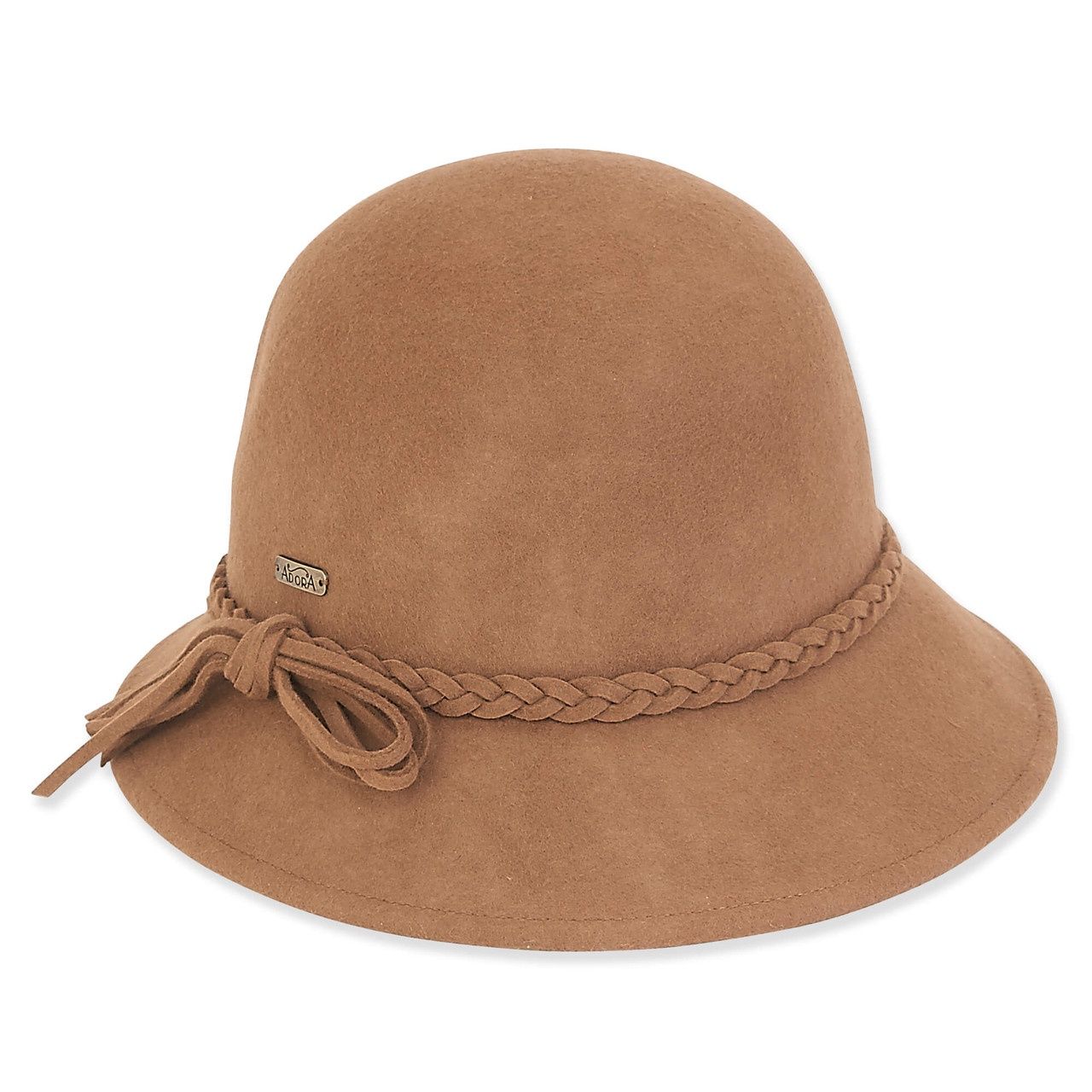 AD978 Wool Felt Cloche, Colour: Tan, Size: O/S