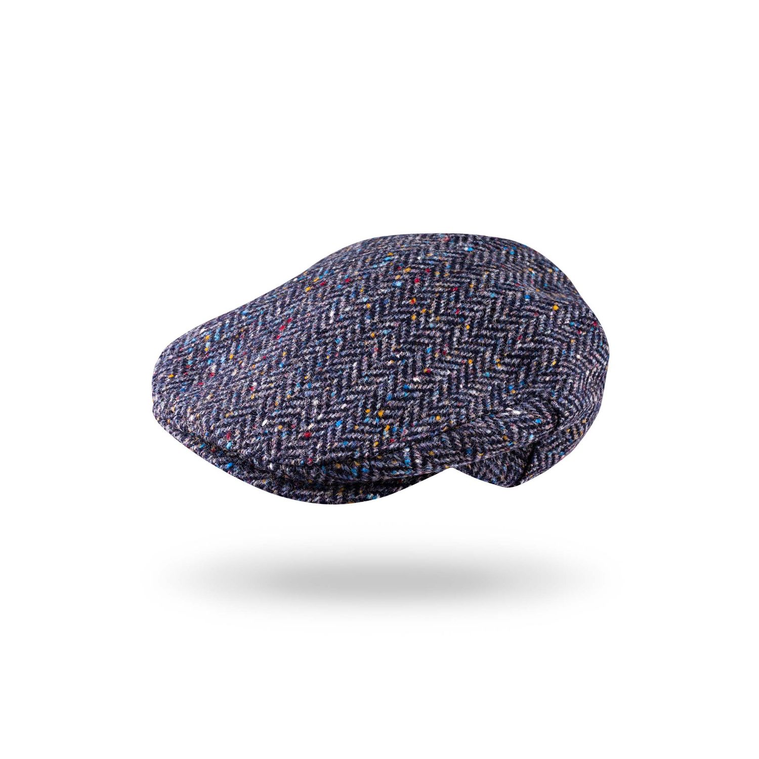 Irish Tweed Cap Denim Navy Herringbone Donegal, Size: Small