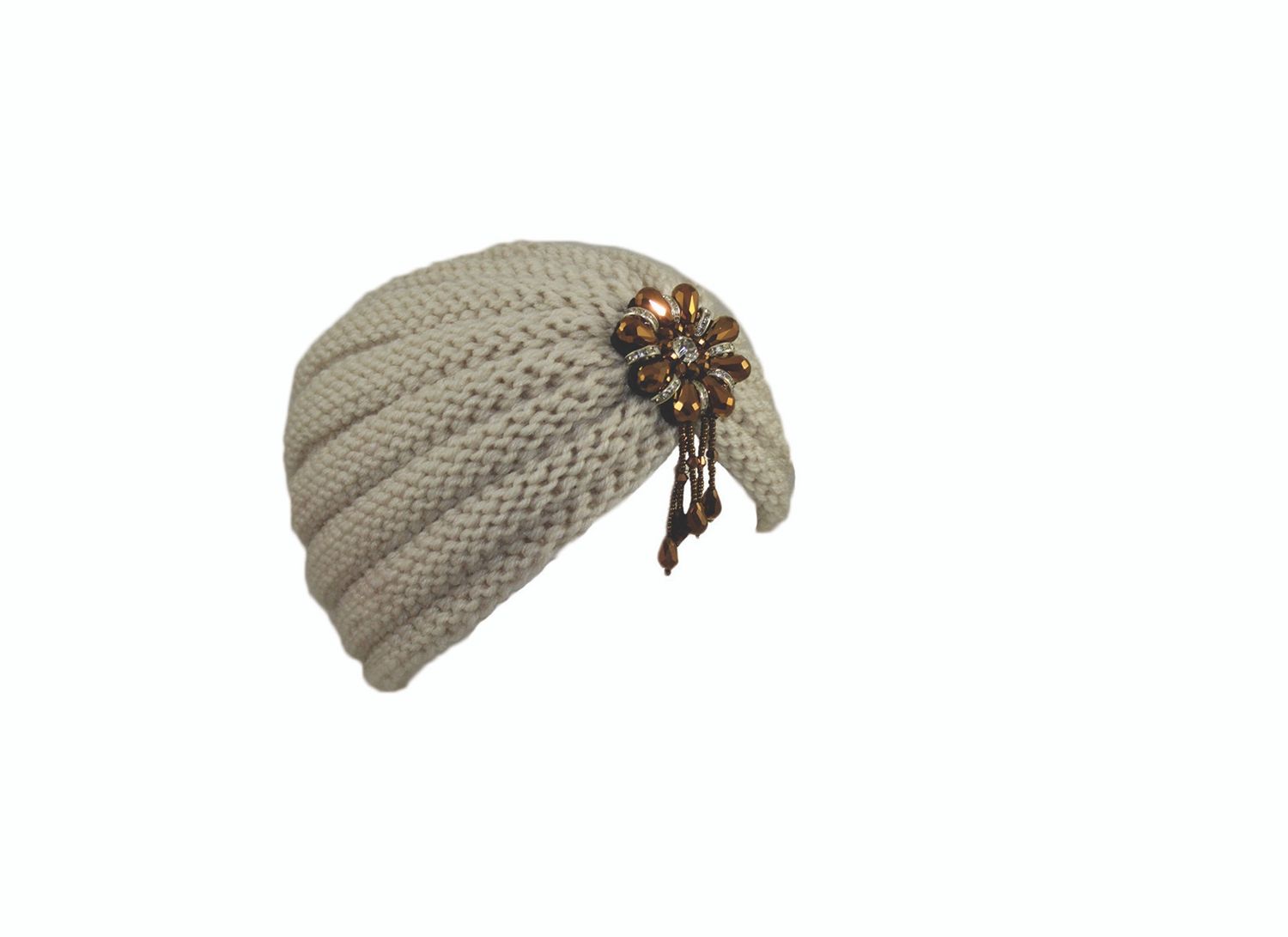7535 | Acrylic Turban, Colour: Taupe, Size: O/S