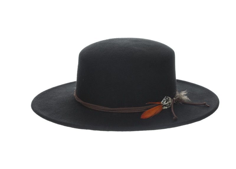 Dunia Wool Felt Boater Hat, Colour: Black, Size: O/S
