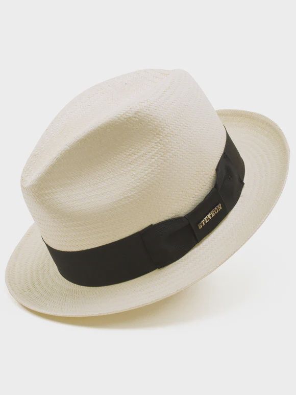 Haberdash Shantung Straw Fedora Hat, Colour: Bleach White, Size: Small