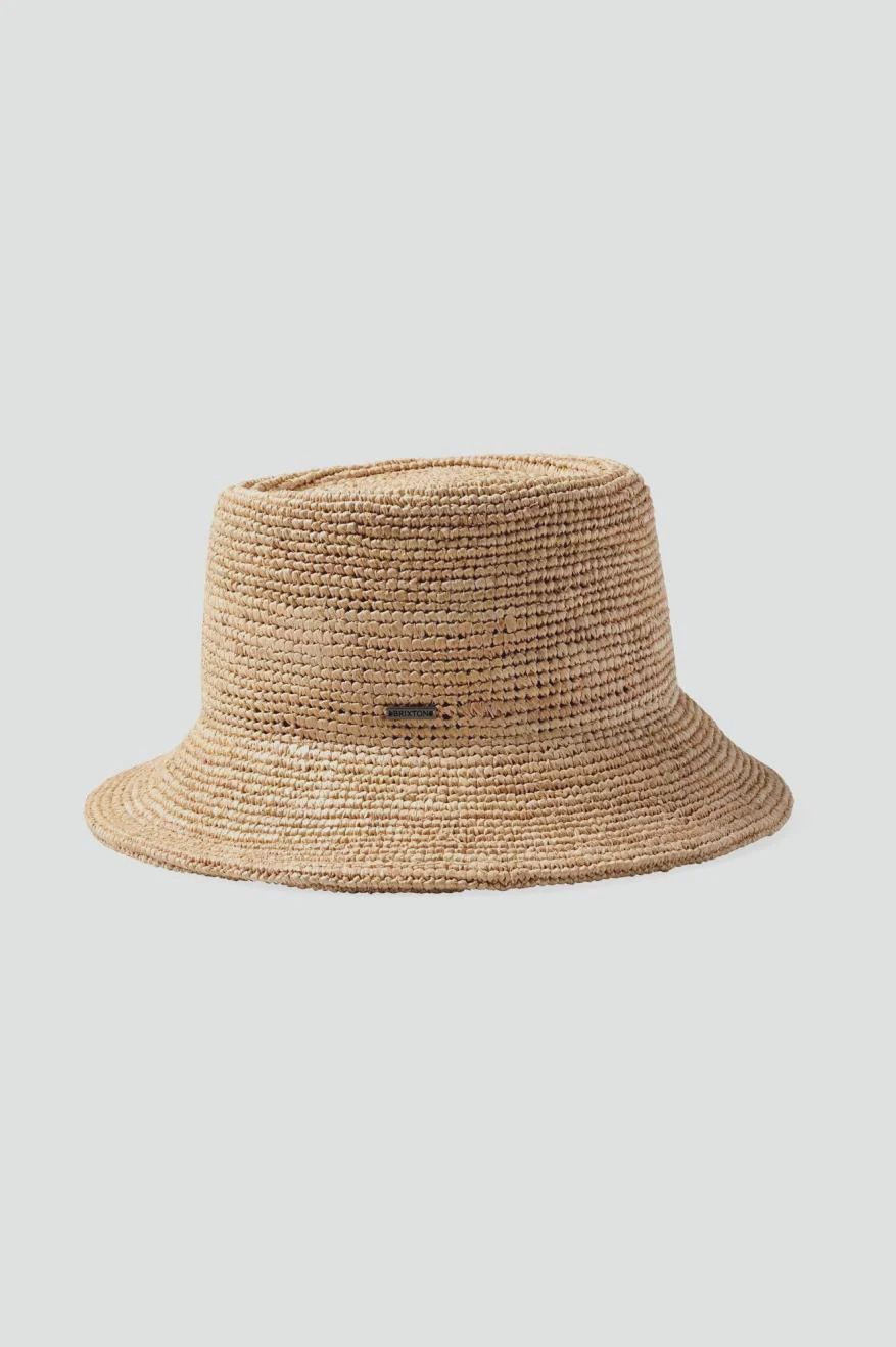 ELLEE STRAW PACKABLE BUCKET HAT, Colour: Natural, Size: XS/S