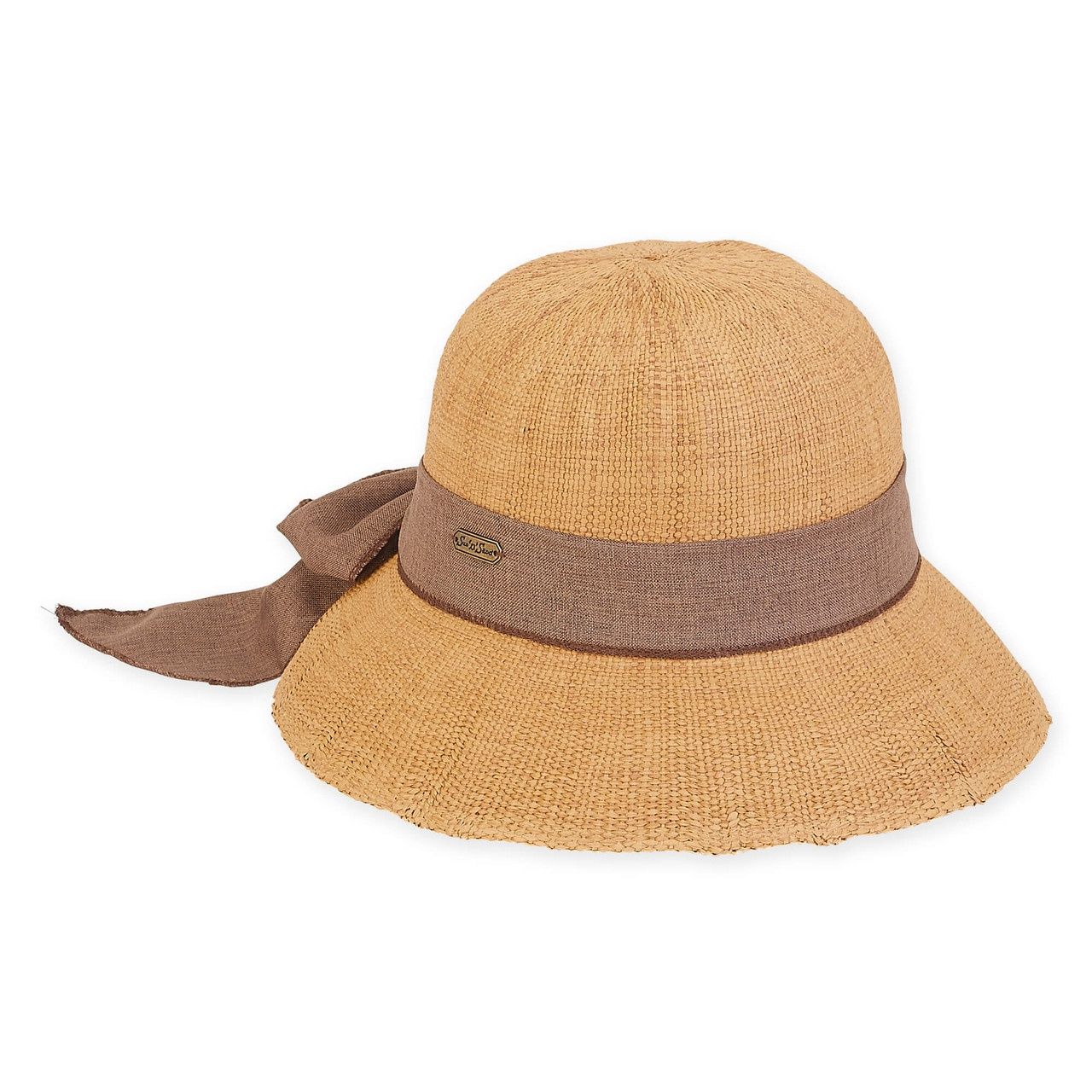 HH2447 Paper Straw Bow Bucket Hat, Colour: Tan B, Size: O/S