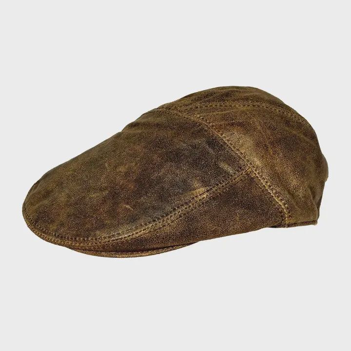 Amalfi Leather Drivers Cap, Colour: Brown, Size: Small