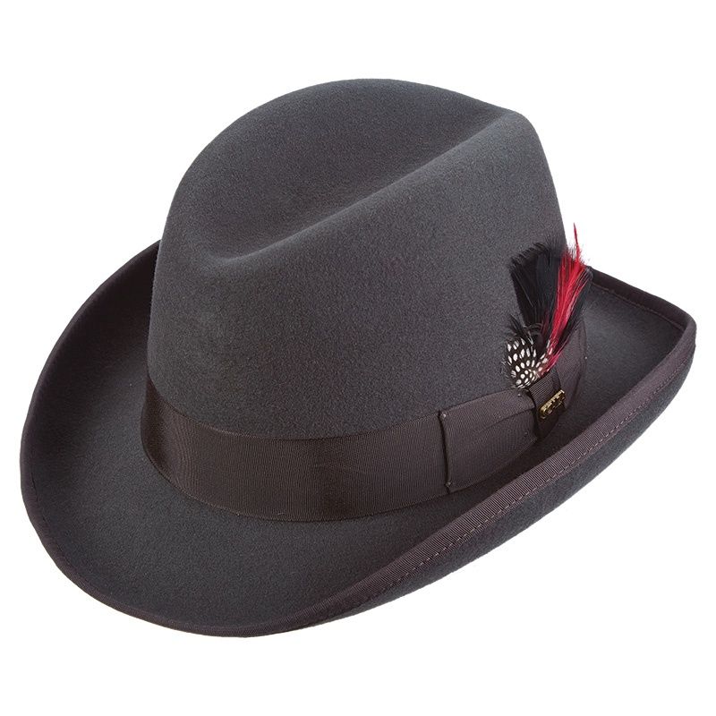 Godfather Homburg Wool Felt Hat, Colour: Charcoal, Size: Medium