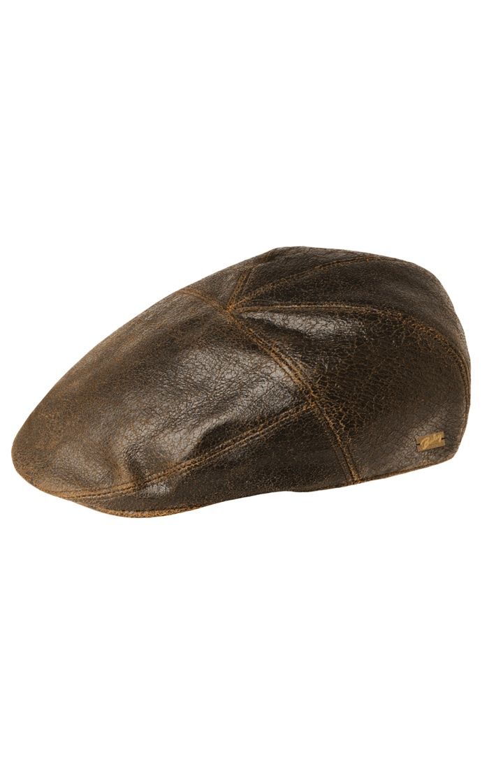 Taxten 5 Panel Leather Ivy Cap, Colour: Brown, Size: Small