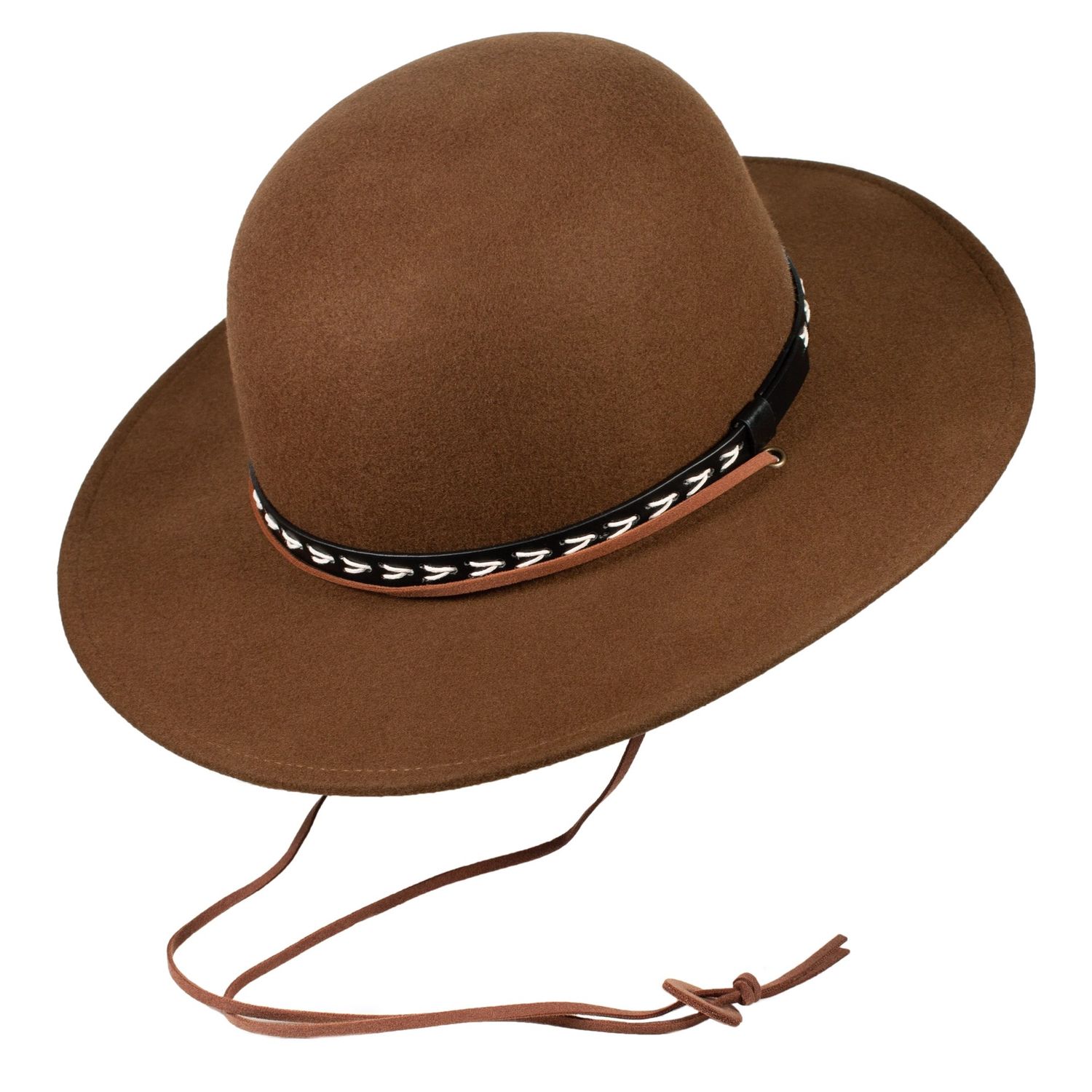 Amarillo Open Crown Wool Felt Hat, Colour: Dark Pecan, Size: Small