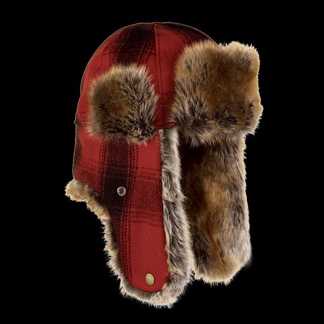 The Northwoods Trapper Hat, Colour: Red/Black Plaid, Size: Medium