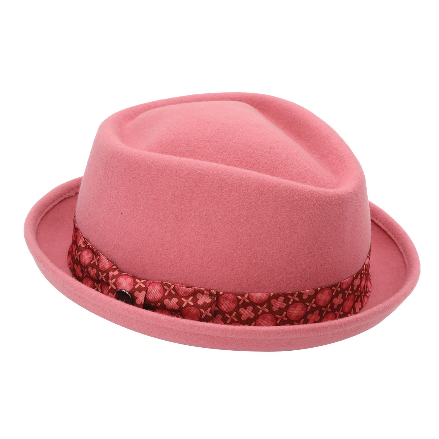 Merenda Wool Felt Fedora, Colour: Pink, Size: One-Size